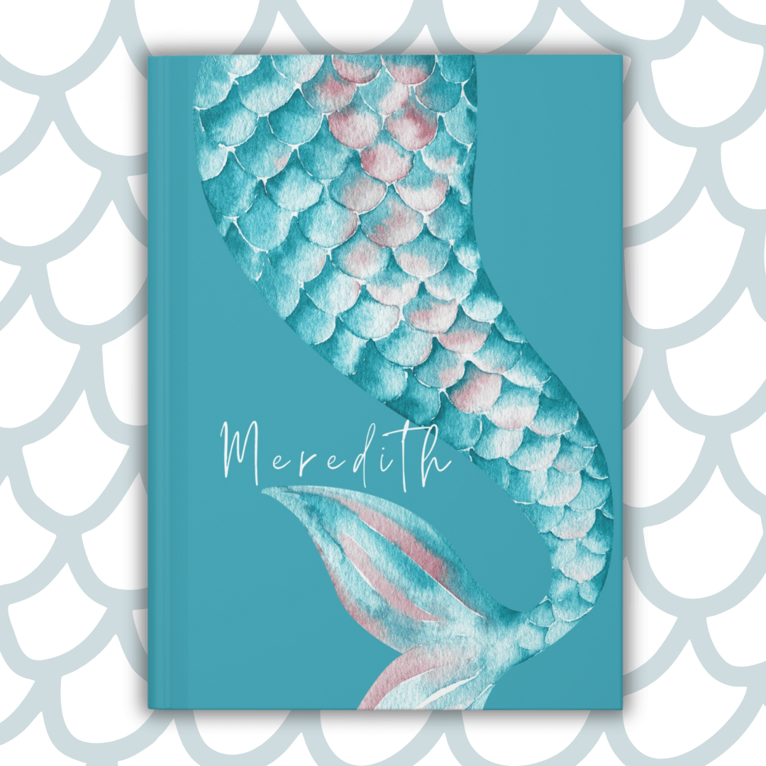 Personalized Mermaid Journal | Teal Watercolor Tail Design with Custom Name - Joyful Moments Market