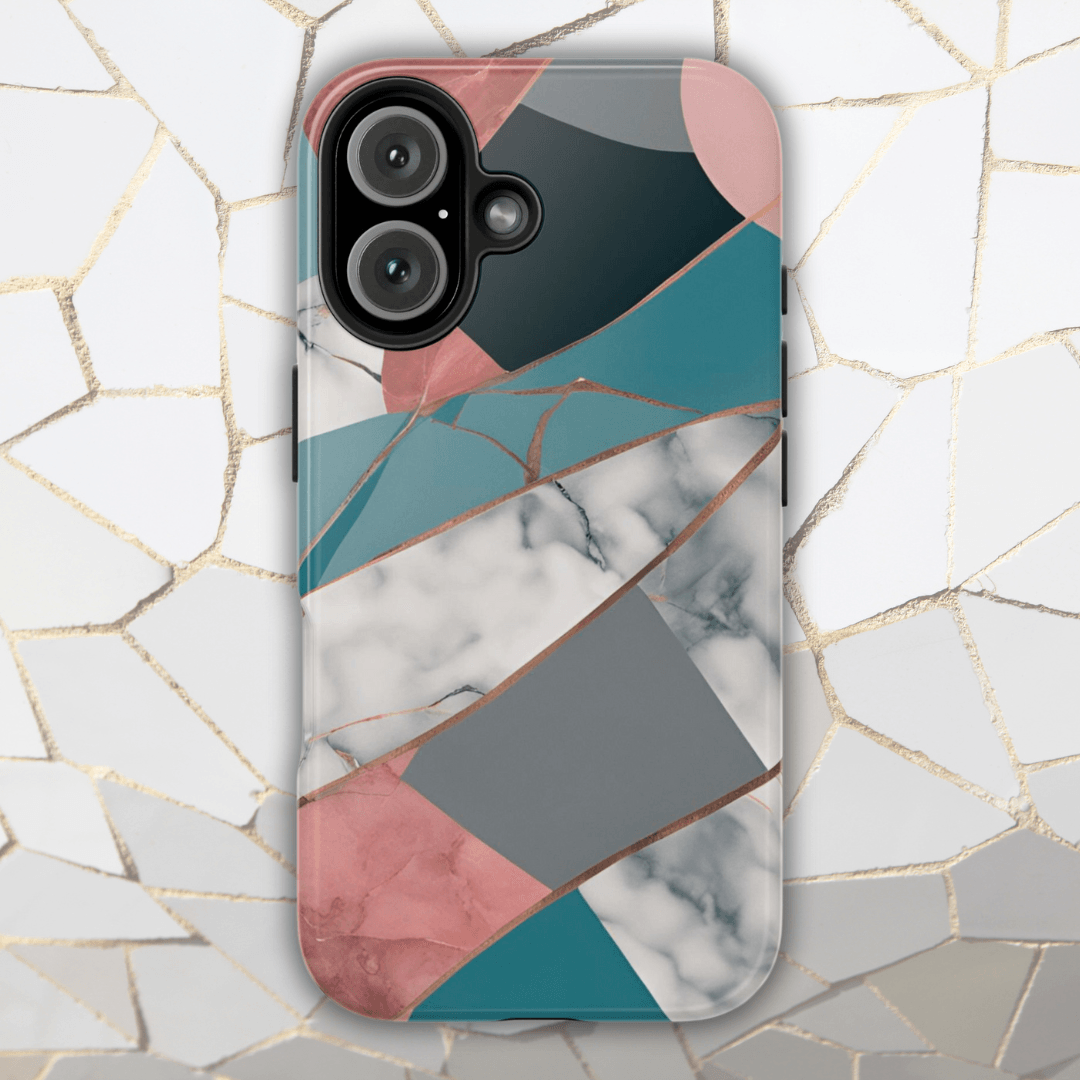 Marble Teal & Pink Phone Case | Funky Modern Design for iPhone & Samsung - Joyful Moments Market