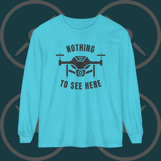 Comfort Colors Long Sleeve T-Shirt | Garment-Dyed Cotton & "Nothing to See Here" Design - Joyful Moments Market