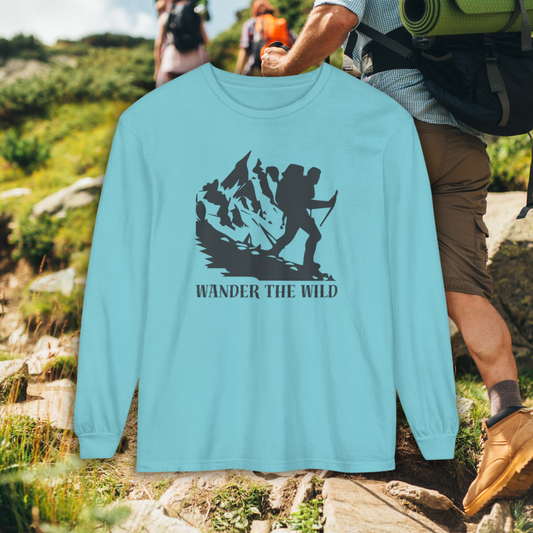 Comfort Colors Long Sleeve T-Shirt | Garment-Dyed Cotton with "Wander the Wild" Graphic - Joyful Moments Market