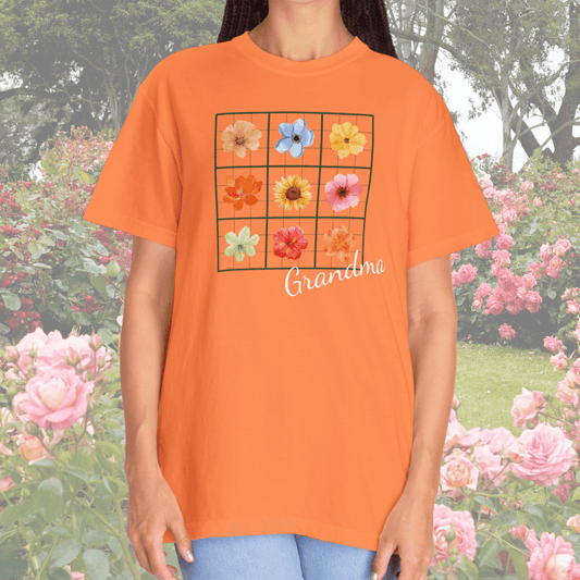 Personalized Comfort Colors Sudoku Floral Tee | Soft Garment-Dyed Cotton Gift for Gardening Grandma - Joyful Moments Market