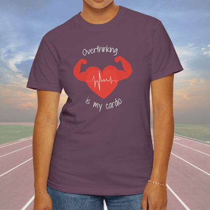 Comfort Colors Overthinking Tee | Soft Garment-Dyed Cotton with Quirky Heart Muscle Graphic - Joyful Moments Market