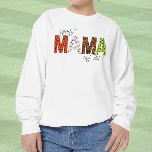 Customizable Comfort Colors Sports Mama Sweatshirt | Personalized Gift for Moms - Joyful Moments Market