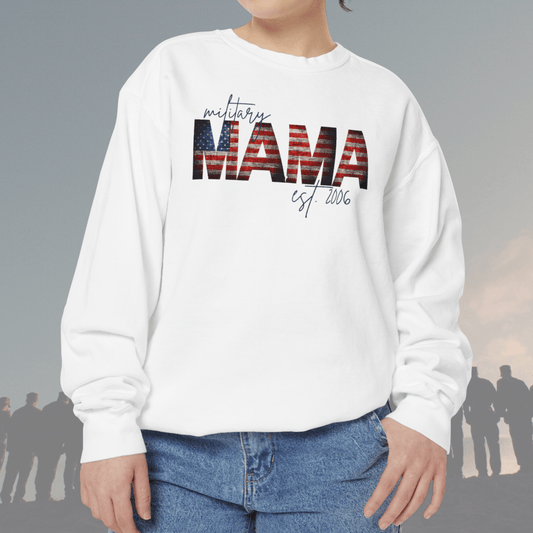 Customizable Comfort Colors Military Mama Sweatshirt | Patriotic Gift for Moms - Joyful Moments Market