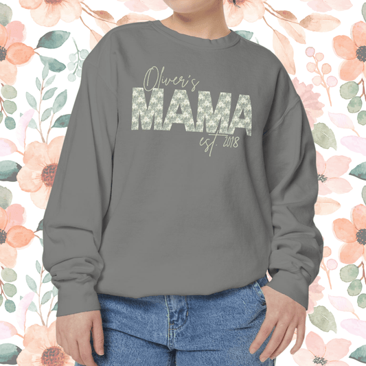 Customizable Comfort Colors Floral Mama Sweatshirt | Personalized Gift for Moms - Joyful Moments Market