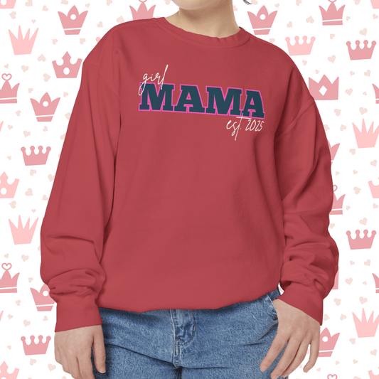 Customizable Comfort Colors Girl Mama Sweatshirt | Personalized Gift for Moms - Joyful Moments Market