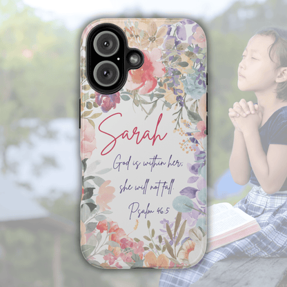 Personalized Floral Phone Cover with Bible Verse Psalm 46:5 - Joyful Moments Market