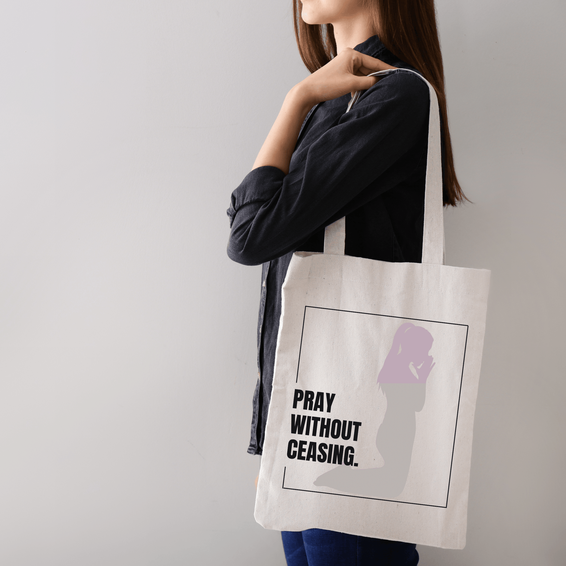 Pray without Ceasing Canvas Tote Bag Durable Cotton Christian Gift for Women, Great for Church, Bible Study and Everyday Use - Joyful Moments Market