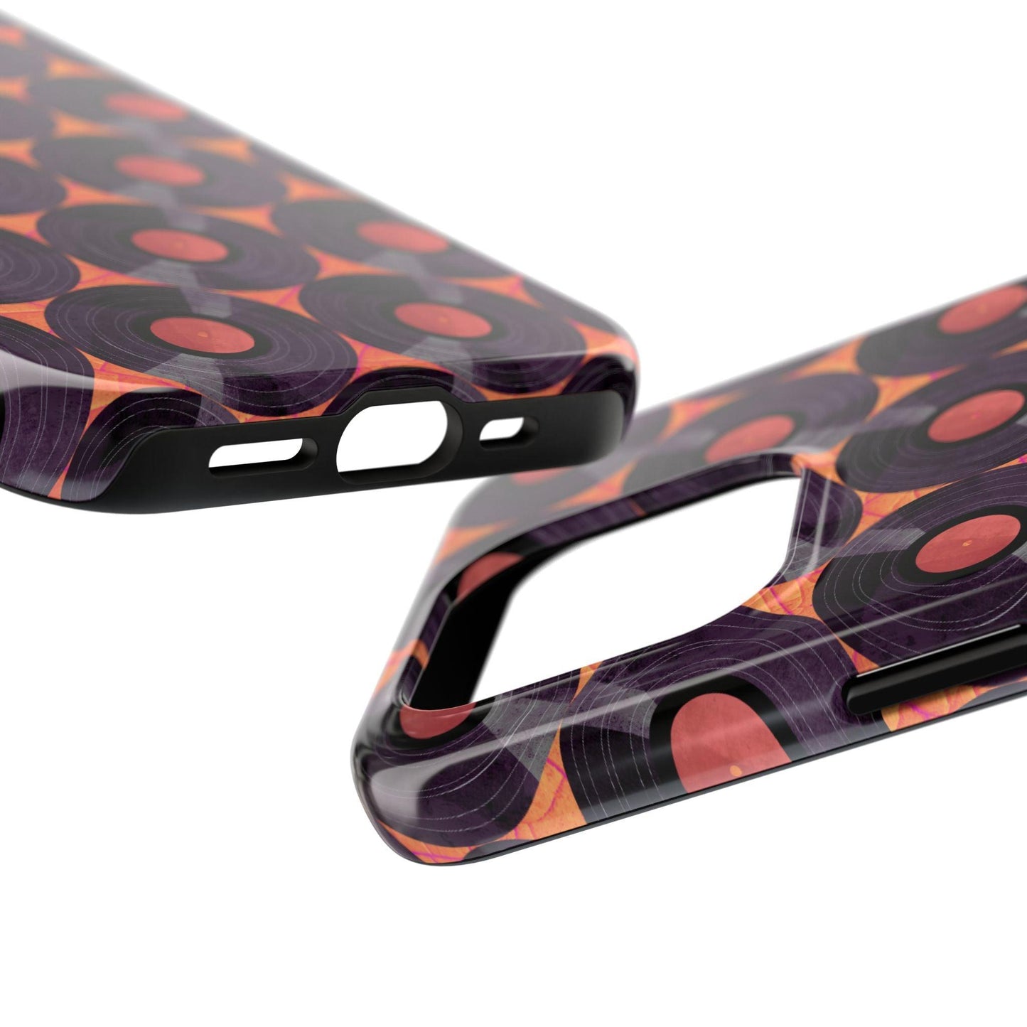 Vinyl Record Phone Case | Retro Red-Orange Design for iPhone & Samsung - Joyful Moments Market