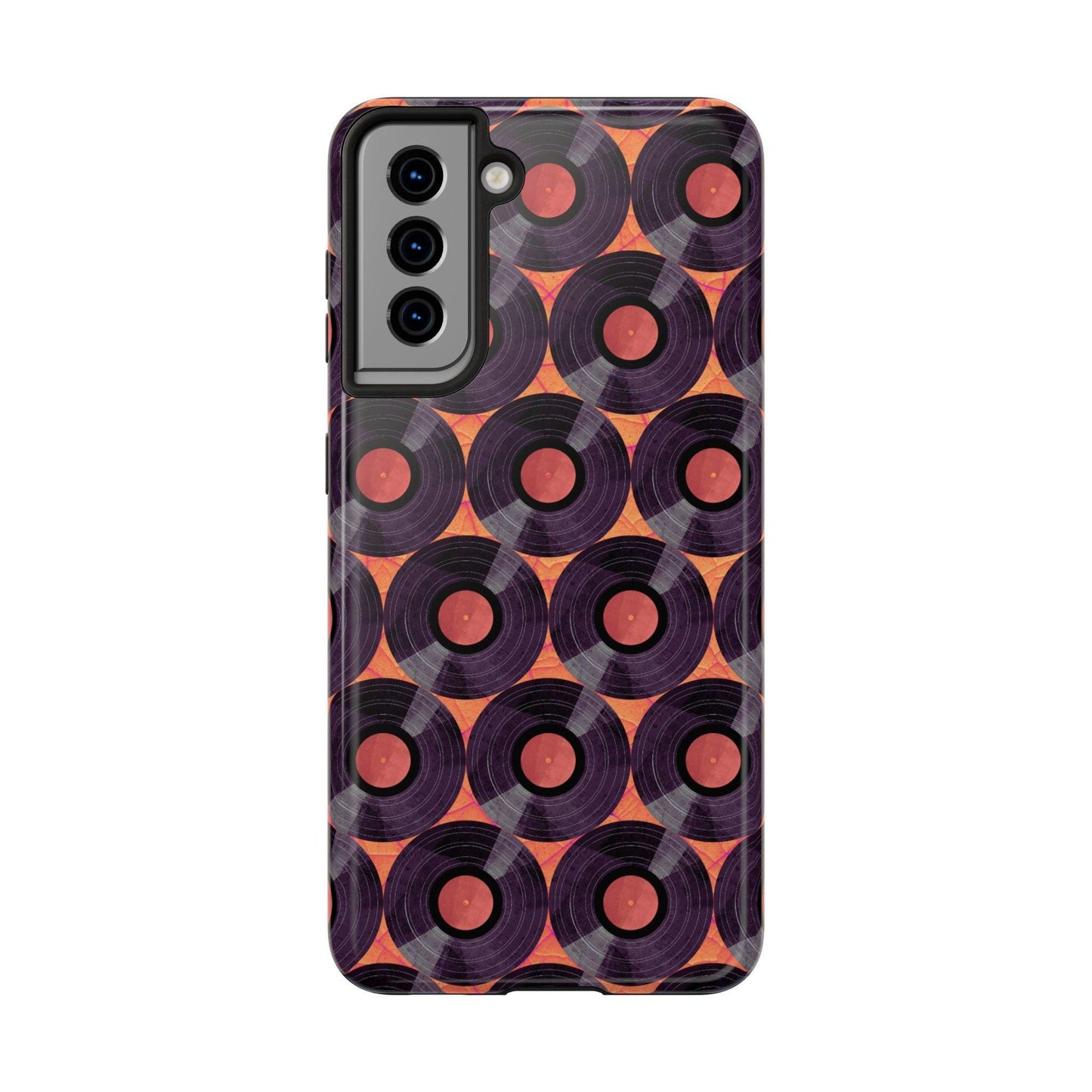 Vinyl Record Phone Case | Retro Red-Orange Design for iPhone & Samsung - Joyful Moments Market