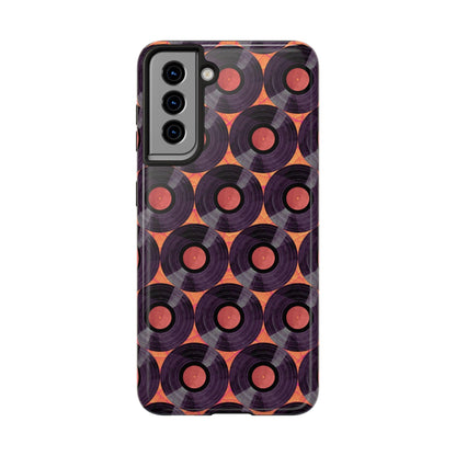 Vinyl Record Phone Case | Retro Red-Orange Design for iPhone & Samsung - Joyful Moments Market