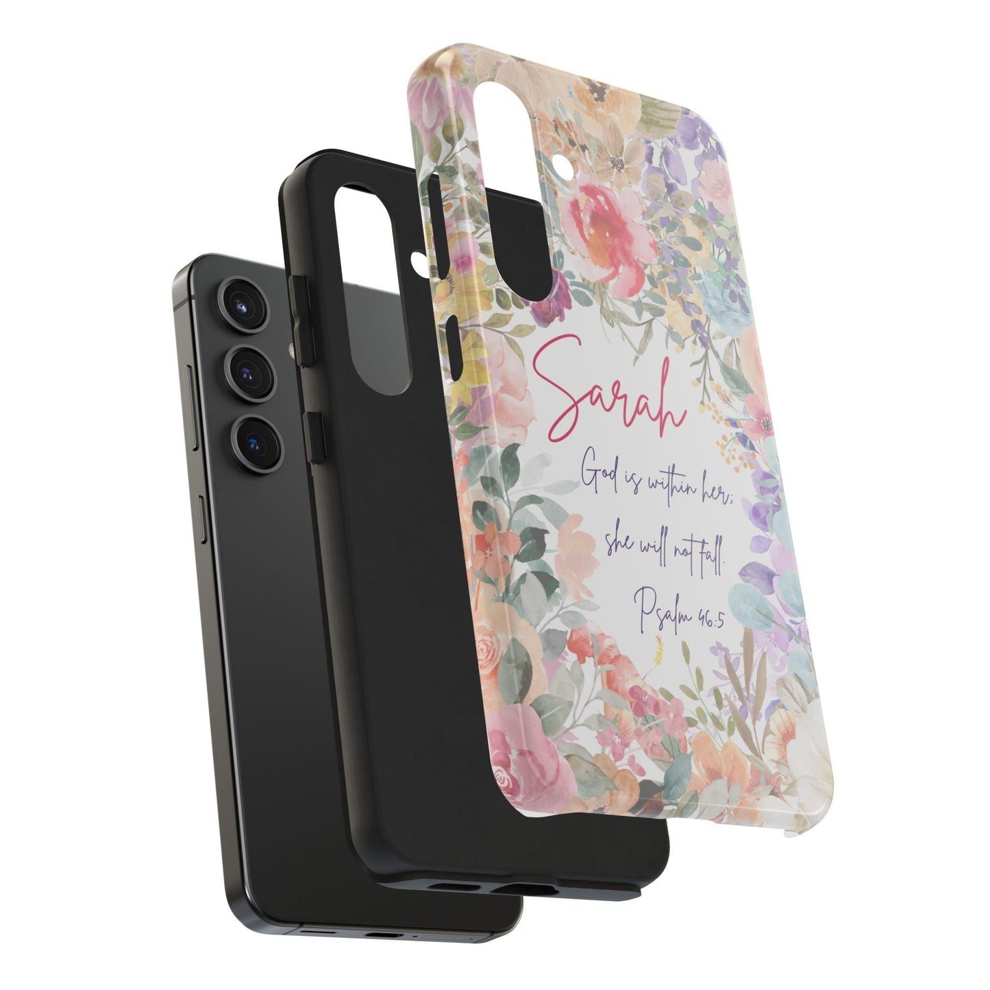 Personalized Floral Phone Cover with Bible Verse Psalm 46:5 - Joyful Moments Market