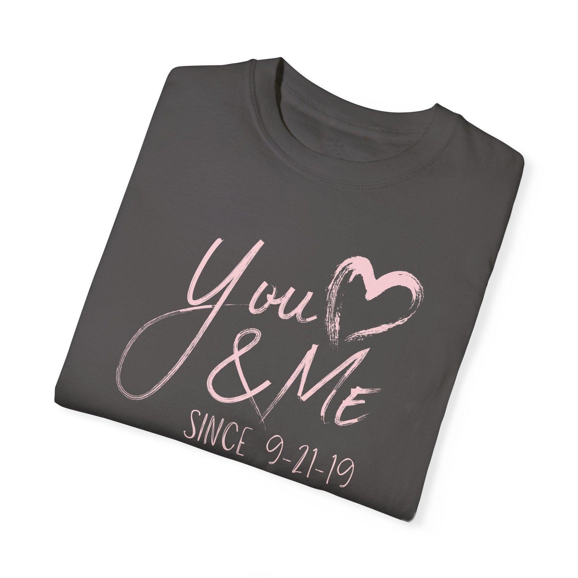 Comfort Colors Couples Tee | Personalized Brushstroke Heart Anniversary Gift - Joyful Moments Market