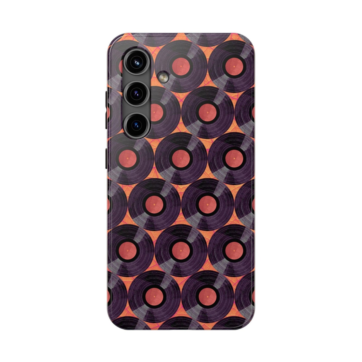 Vinyl Record Phone Case | Retro Red-Orange Design for iPhone & Samsung - Joyful Moments Market