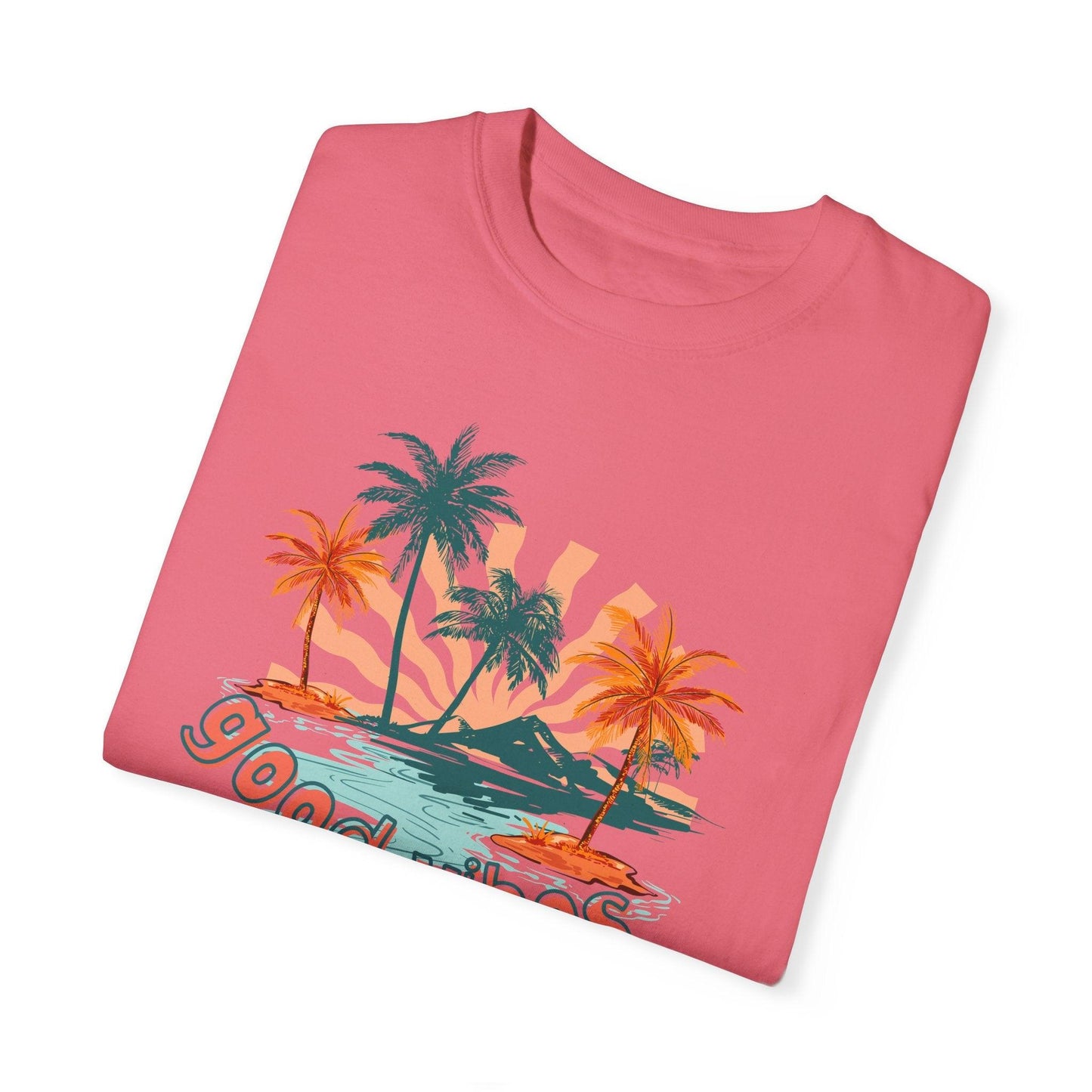 Comfort Colors Palm Sunrise Tee | Soft Garment-Dyed Cotton for Beach Vibes - Joyful Moments Market