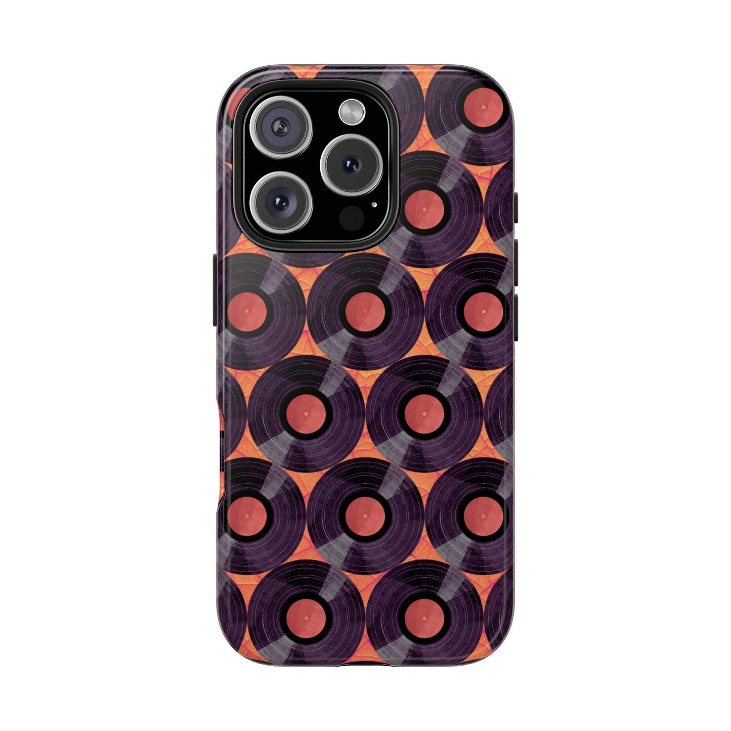 Vinyl Record Phone Case | Retro Red-Orange Design for iPhone & Samsung - Joyful Moments Market