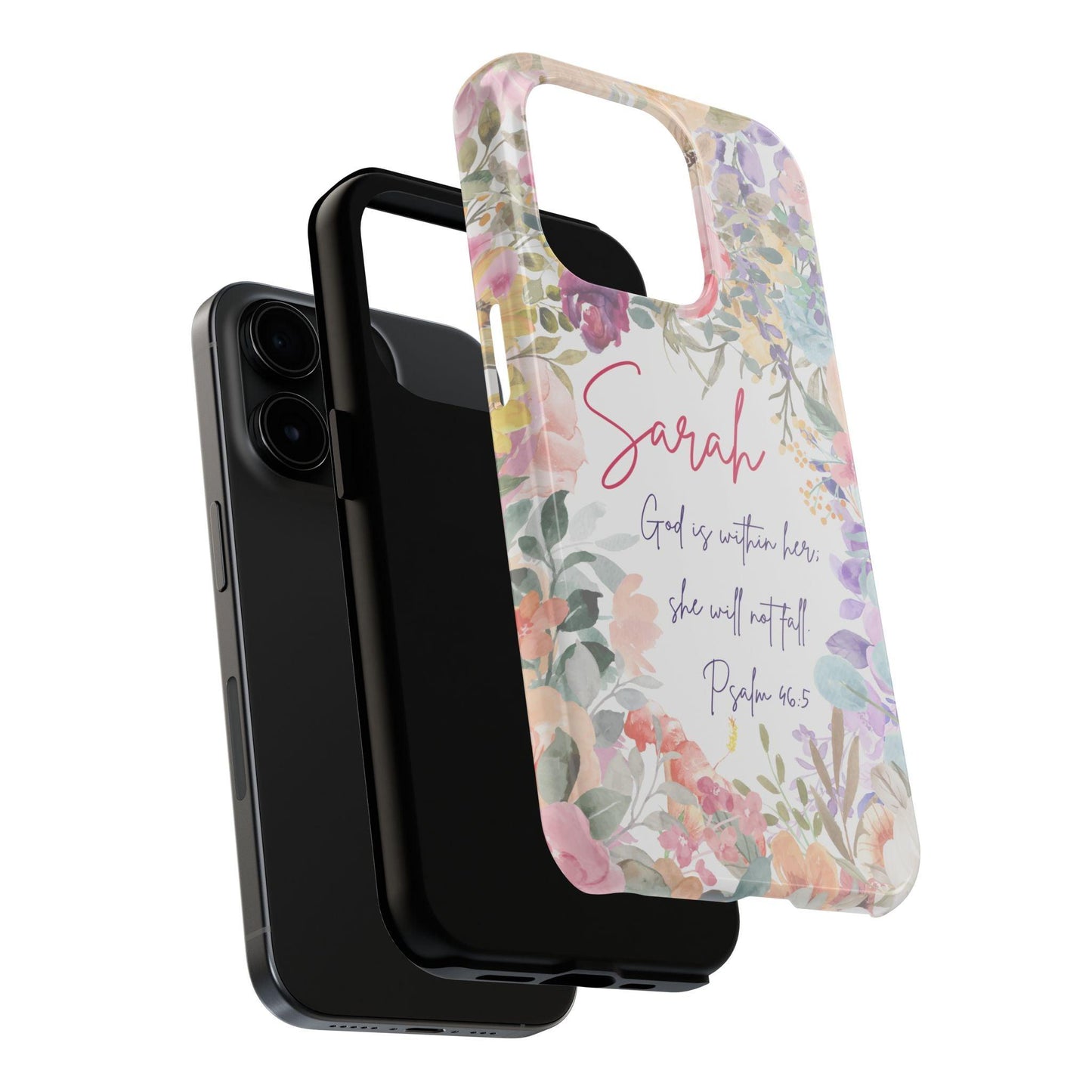 Personalized Floral Phone Cover with Bible Verse Psalm 46:5 - Joyful Moments Market