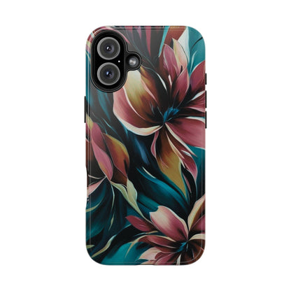 Floral Phone Case | Artistic Dark Purple & Green Design for iPhone & Samsung - Joyful Moments Market