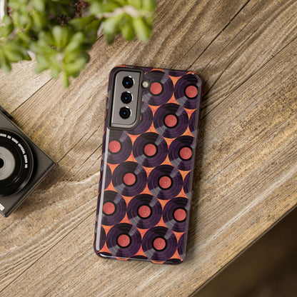 Vinyl Record Phone Case | Retro Red-Orange Design for iPhone & Samsung - Joyful Moments Market