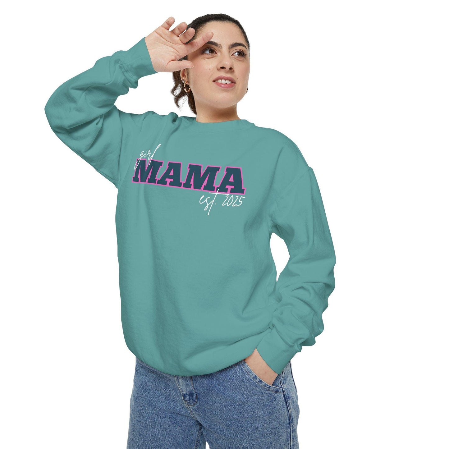 Customizable Comfort Colors Girl Mama Sweatshirt | Personalized Gift for Moms - Joyful Moments Market