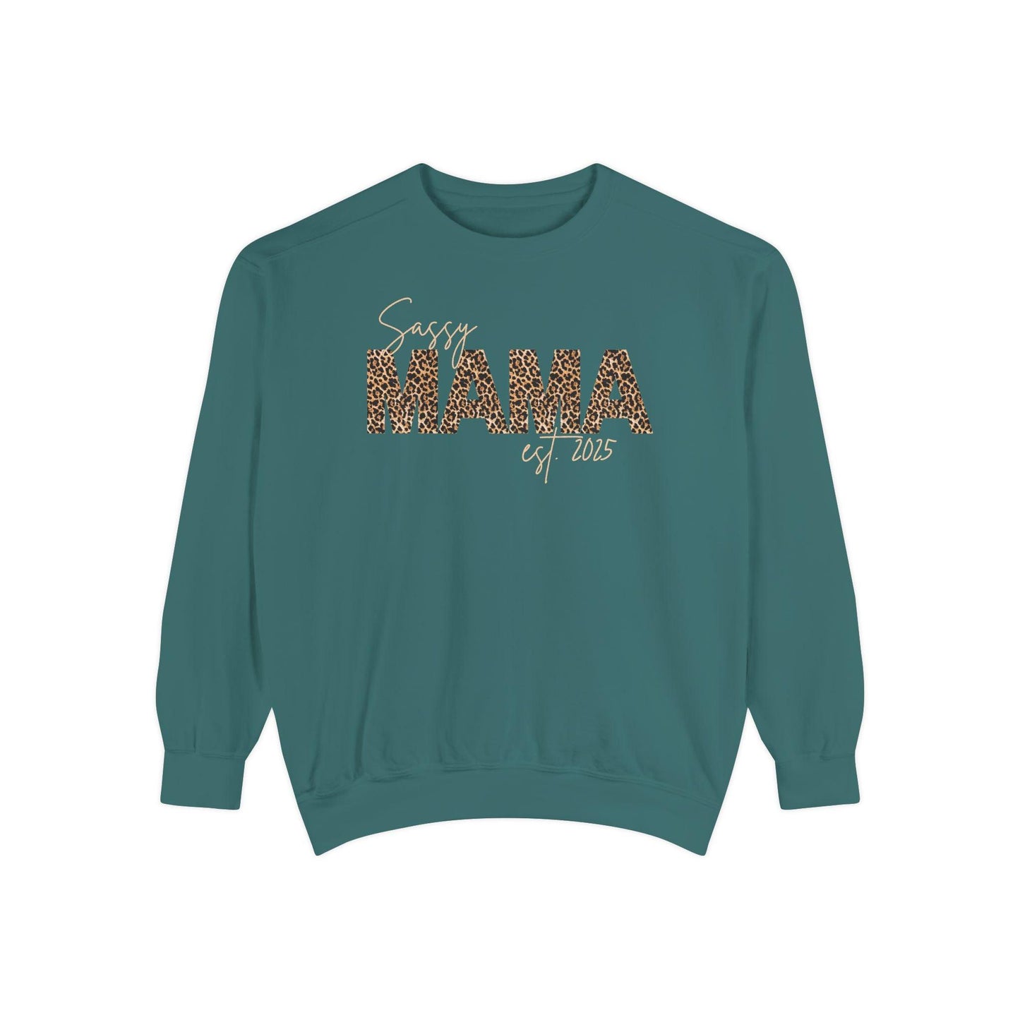 Customizable Comfort Colors Sassy Mama Sweatshirt | Leopard Print Gift for Moms - Joyful Moments Market