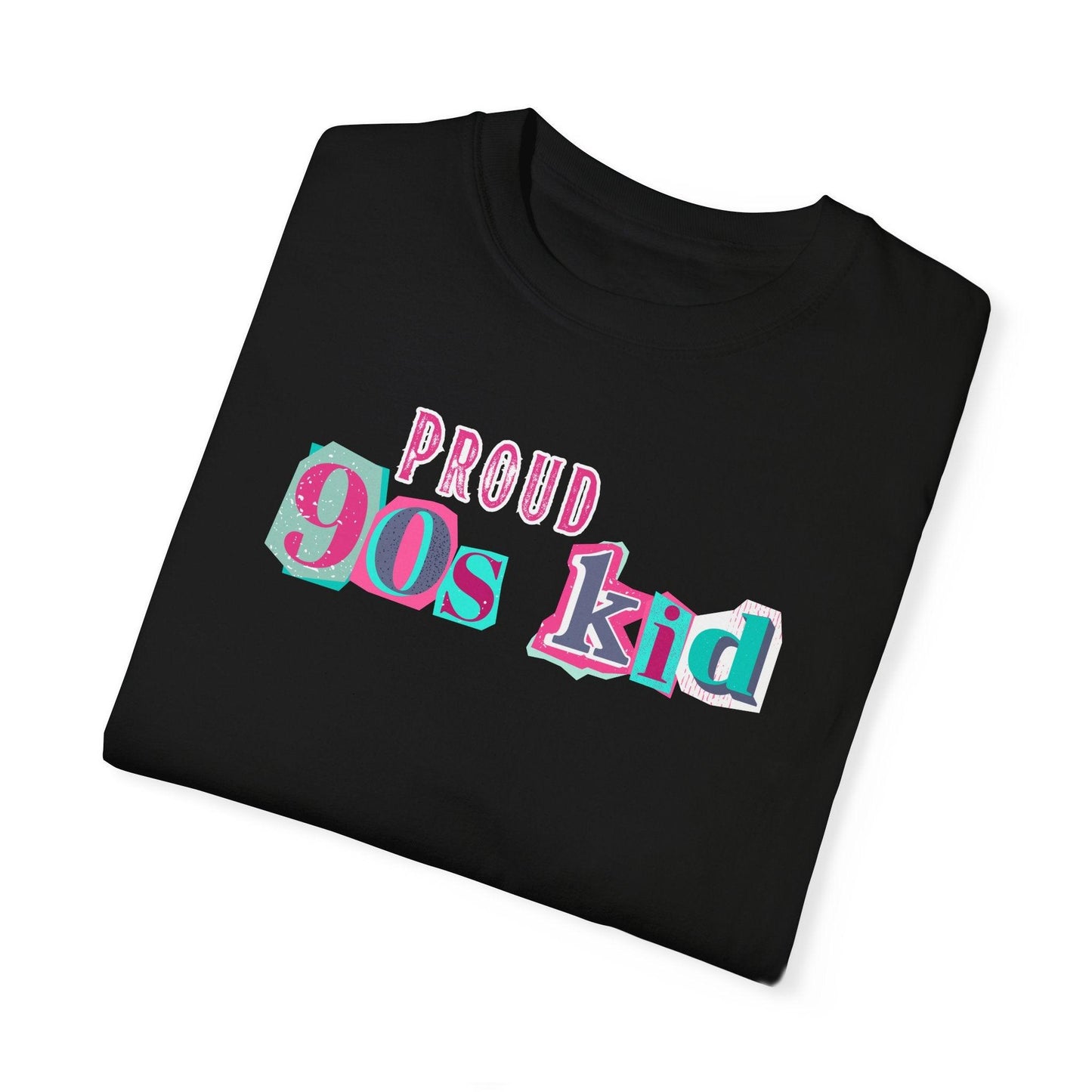 Proud 90s Kid Shirt | Vintage-Inspired Bold Pink & Blue Tee in Garment-Dyed Cotton - Joyful Moments Market