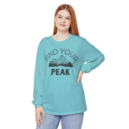 Comfort Colors Long Sleeve T-Shirt | Garment-Dyed Cotton with Inspiring Mountain Scene - Joyful Moments Market