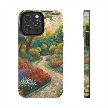 Mosaic Park Phone Case | Peaceful Path & Floral Design for iPhone & Samsung - Joyful Moments Market