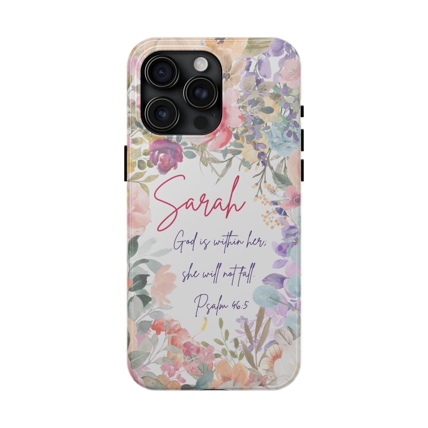 Personalized Floral Phone Cover with Bible Verse Psalm 46:5 - Joyful Moments Market