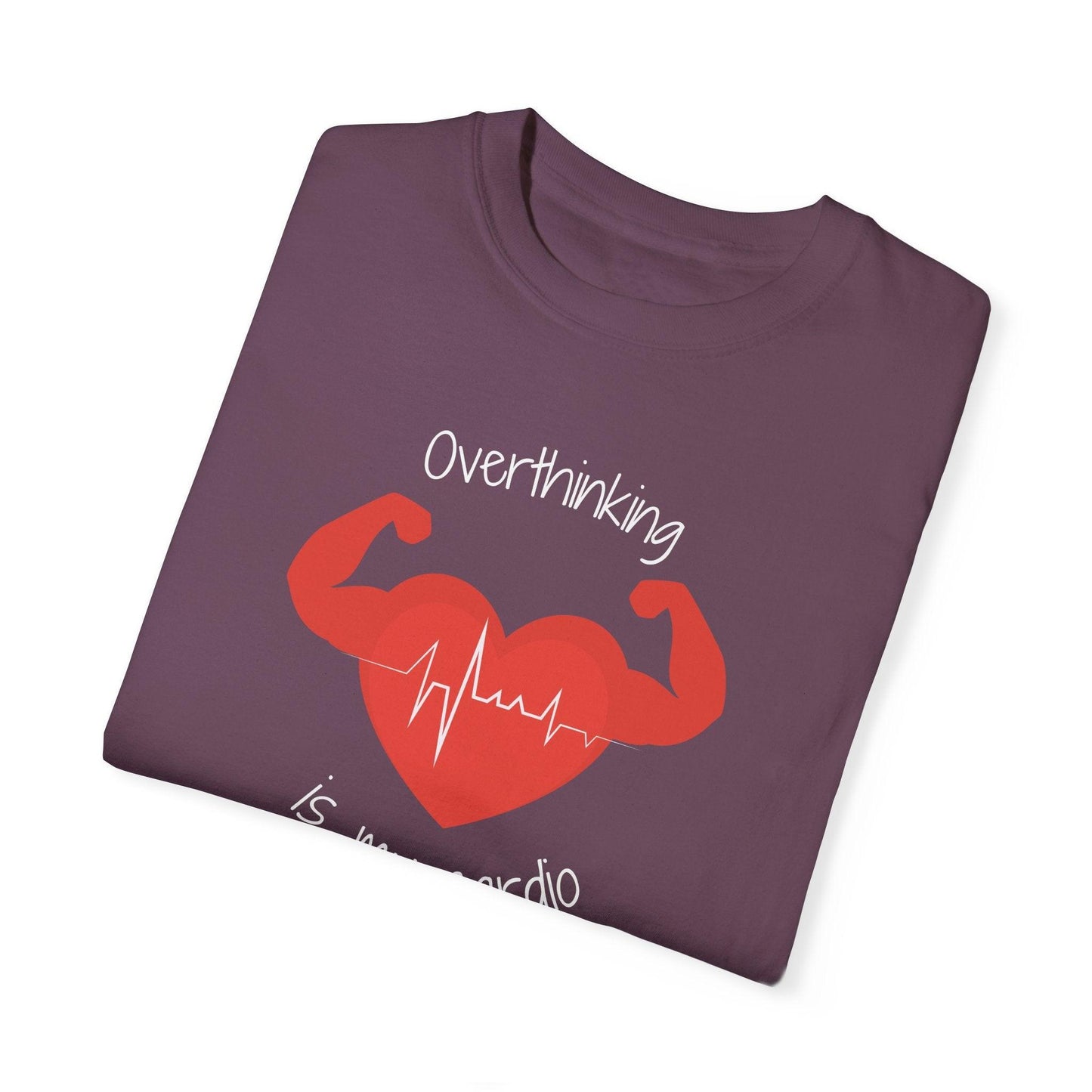 Comfort Colors Overthinking Tee | Soft Garment-Dyed Cotton with Quirky Heart Muscle Graphic - Joyful Moments Market