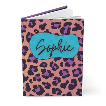 Personalized Cheetah Print Journal | Electric Blue Pop Hardcover Notebook - Joyful Moments Market