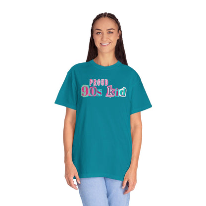 Proud 90s Kid Shirt | Vintage-Inspired Bold Pink & Blue Tee in Garment-Dyed Cotton - Joyful Moments Market