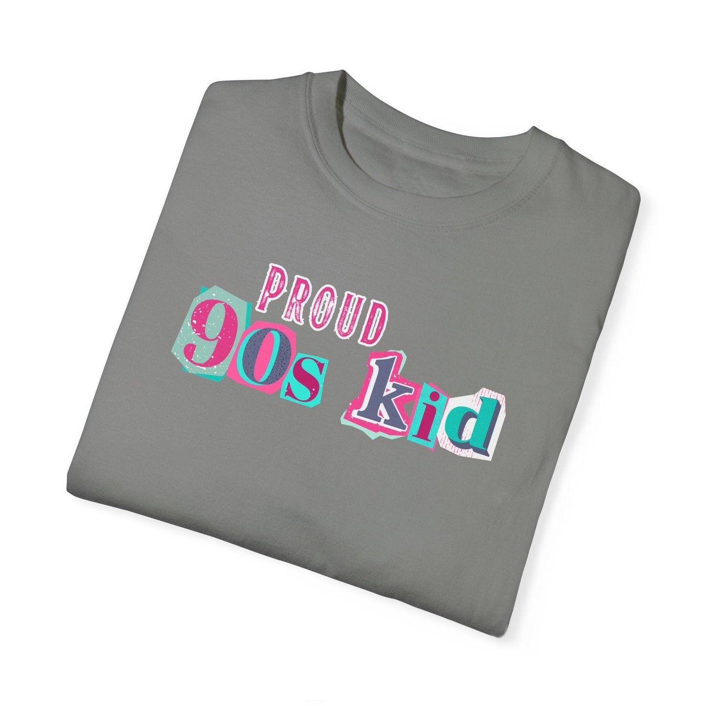 Proud 90s Kid Shirt | Vintage-Inspired Bold Pink & Blue Tee in Garment-Dyed Cotton - Joyful Moments Market