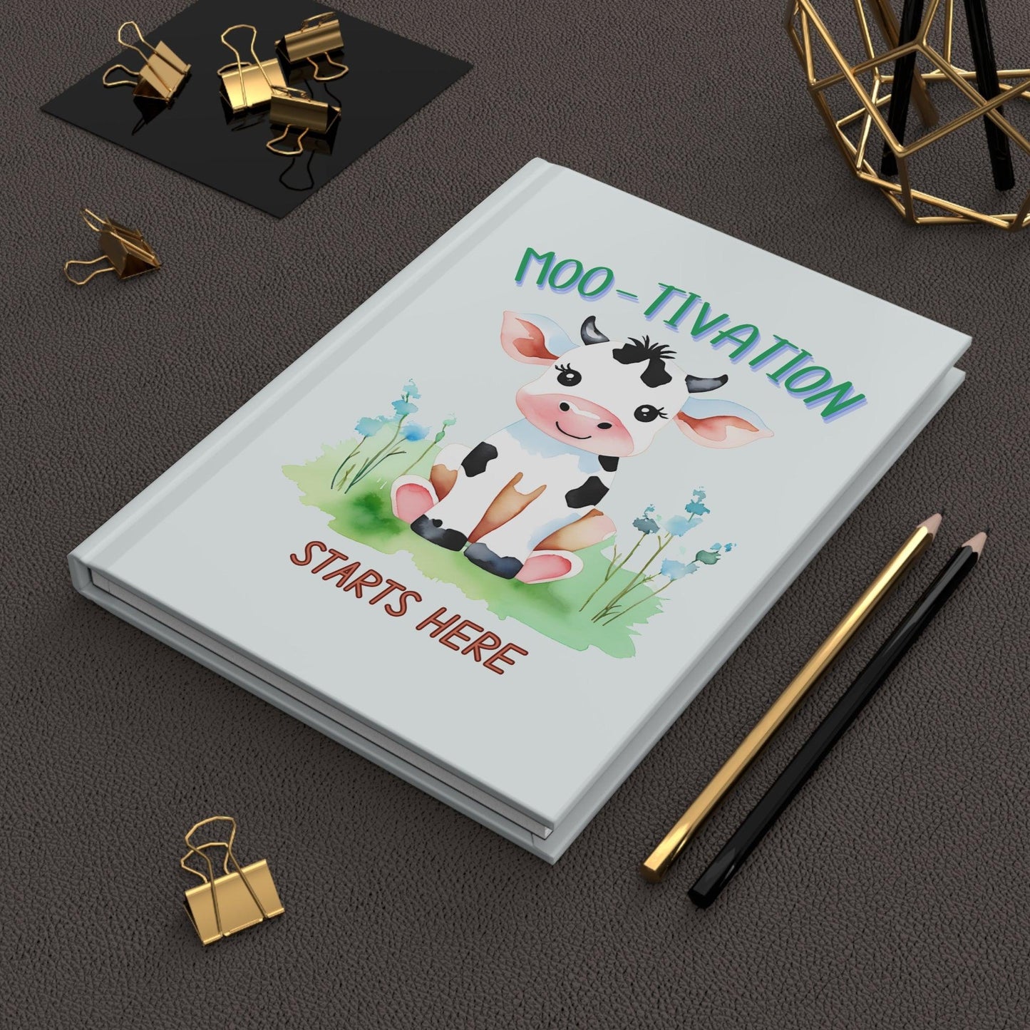 Moo-tivation Cow Journal | Light Blue Hardcover for Goals and Inspiration - Joyful Moments Market