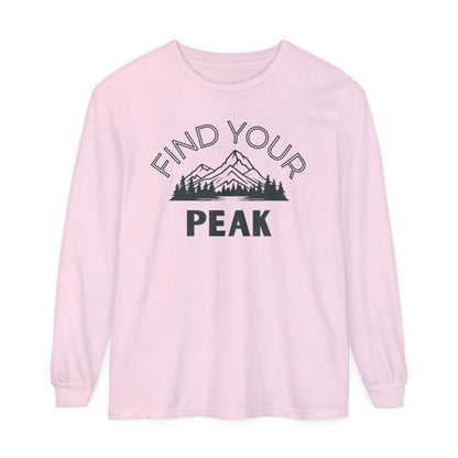 Comfort Colors Long Sleeve T-Shirt | Garment-Dyed Cotton with Inspiring Mountain Scene - Joyful Moments Market