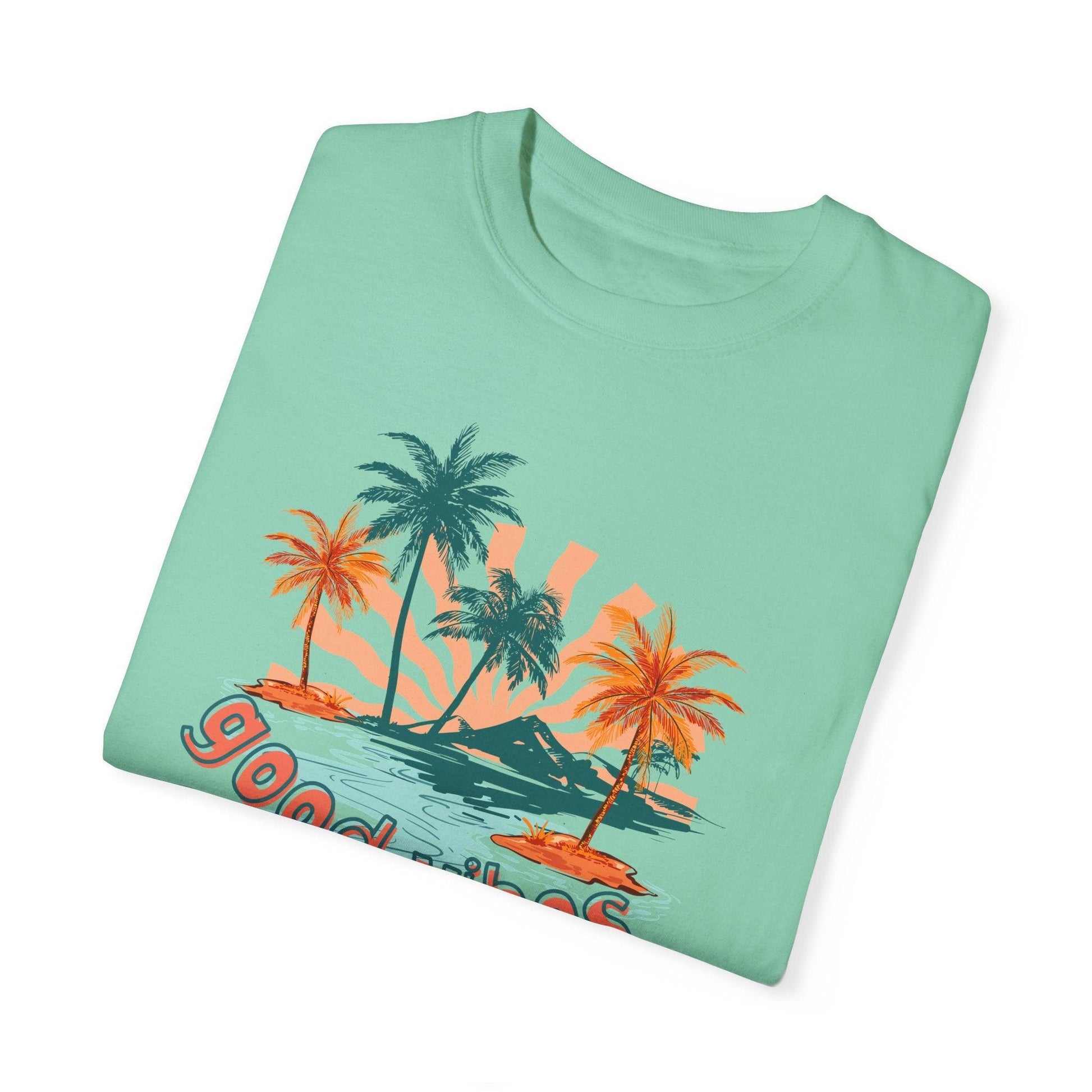 Comfort Colors Palm Sunrise Tee | Soft Garment-Dyed Cotton for Beach Vibes - Joyful Moments Market