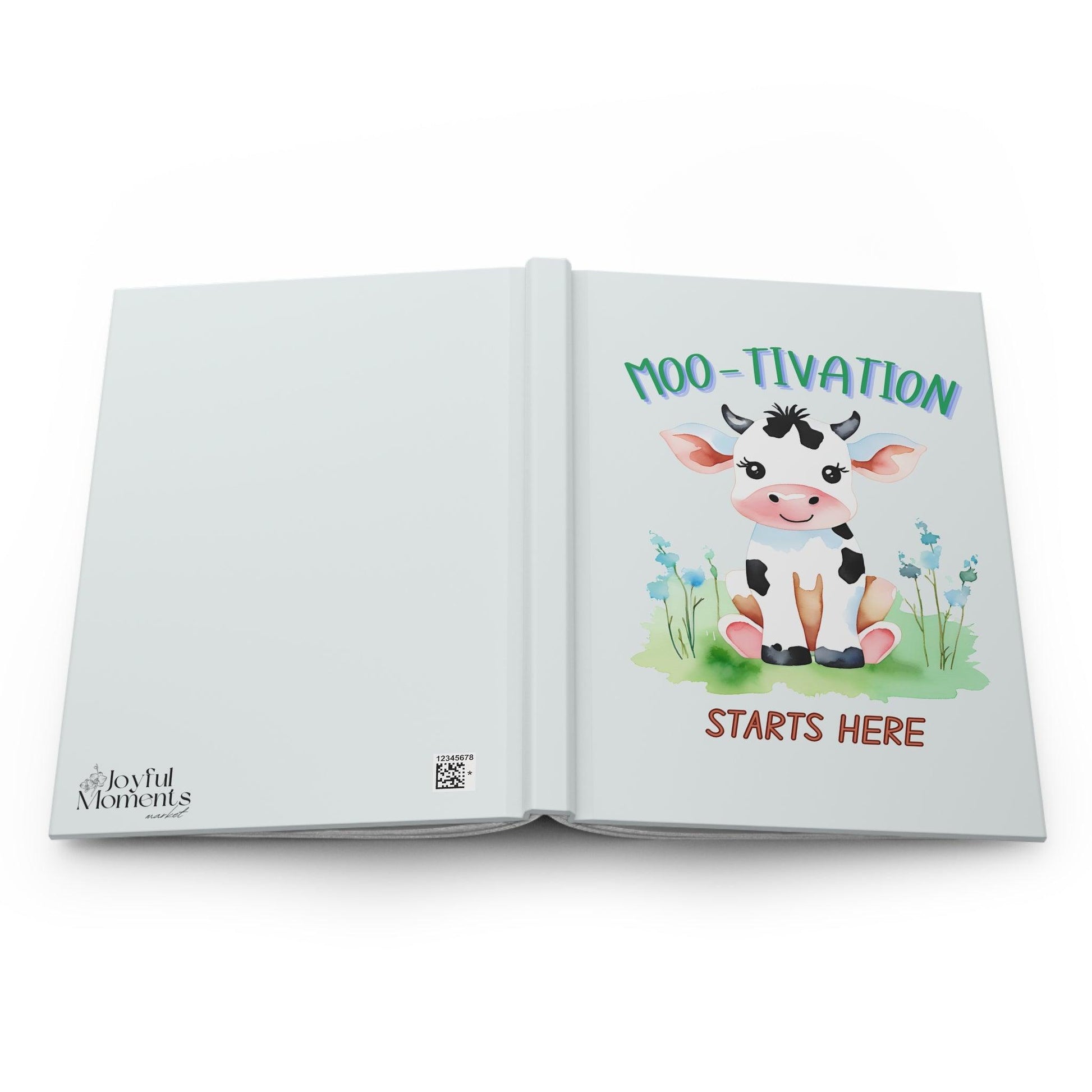 Moo-tivation Cow Journal | Light Blue Hardcover for Goals and Inspiration - Joyful Moments Market