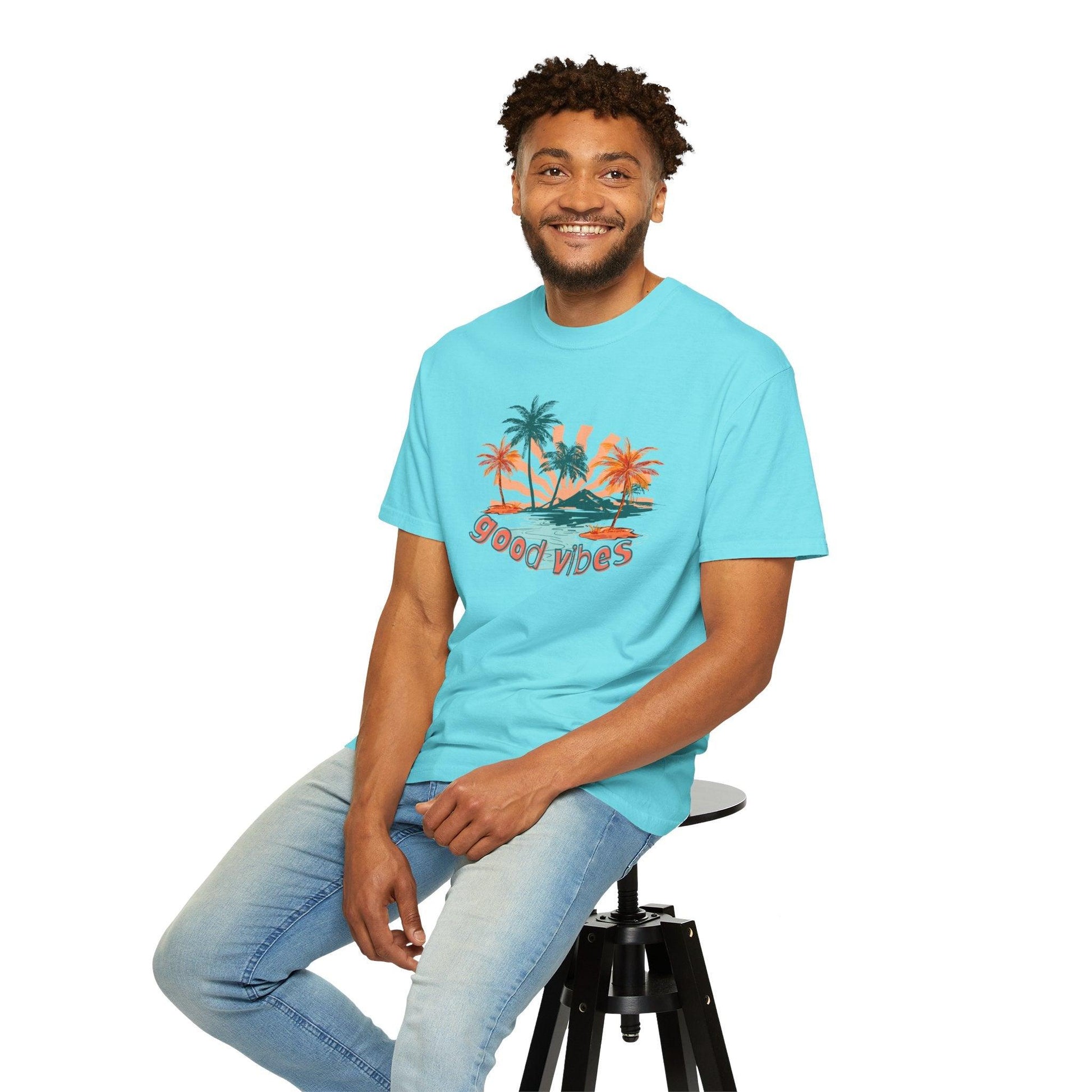 Comfort Colors Palm Sunrise Tee | Soft Garment-Dyed Cotton for Beach Vibes - Joyful Moments Market