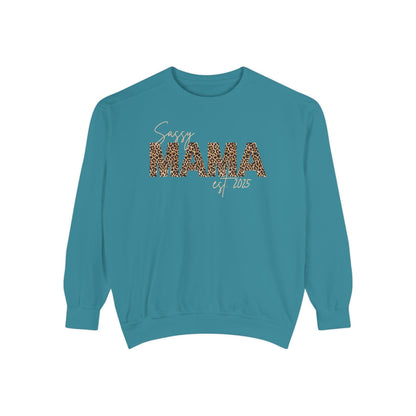 Customizable Comfort Colors Sassy Mama Sweatshirt | Leopard Print Gift for Moms - Joyful Moments Market