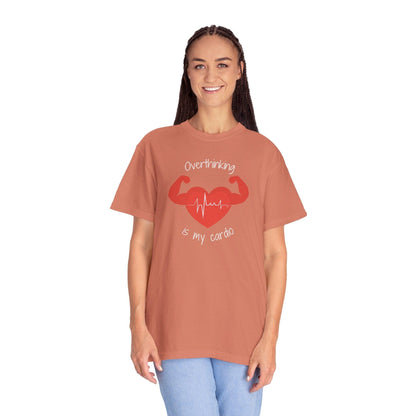 Comfort Colors Overthinking Tee | Soft Garment-Dyed Cotton with Quirky Heart Muscle Graphic - Joyful Moments Market