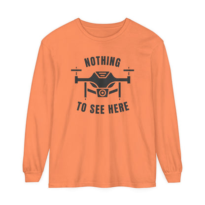 Comfort Colors Long Sleeve T-Shirt | Garment-Dyed Cotton & "Nothing to See Here" Design - Joyful Moments Market