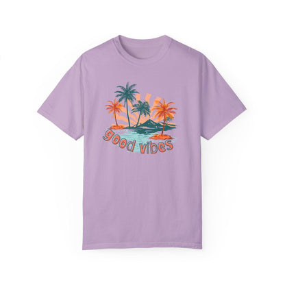 Comfort Colors Palm Sunrise Tee | Soft Garment-Dyed Cotton for Beach Vibes - Joyful Moments Market