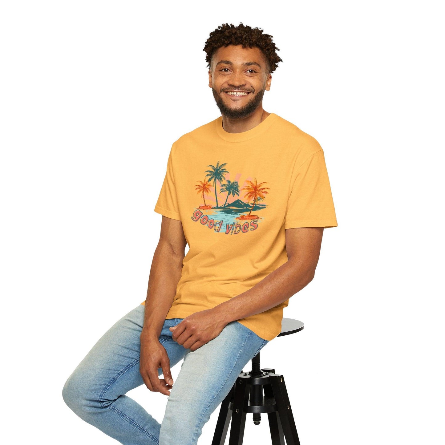 Comfort Colors Palm Sunrise Tee | Soft Garment-Dyed Cotton for Beach Vibes - Joyful Moments Market