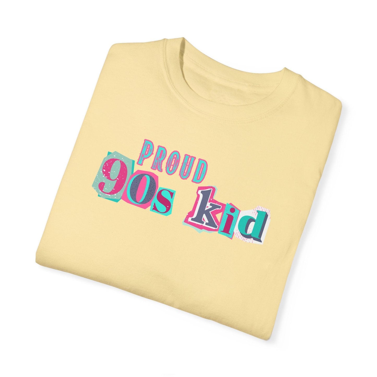 Proud 90s Kid Shirt | Vintage-Inspired Bold Pink & Blue Tee in Garment-Dyed Cotton - Joyful Moments Market