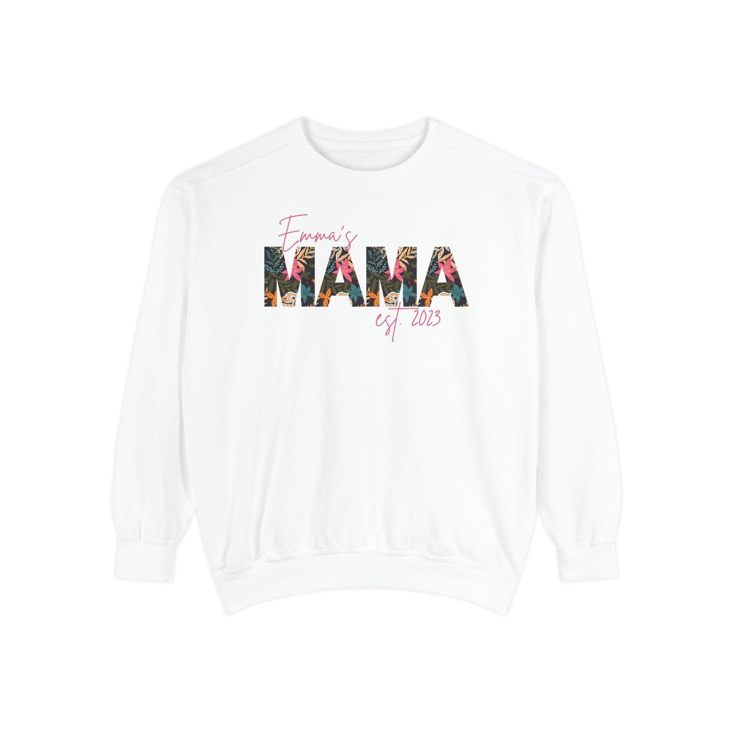 Customizable Comfort Colors Tropical Mama Sweatshirt | Personalized Gift for Beach-Loving Moms - Joyful Moments Market