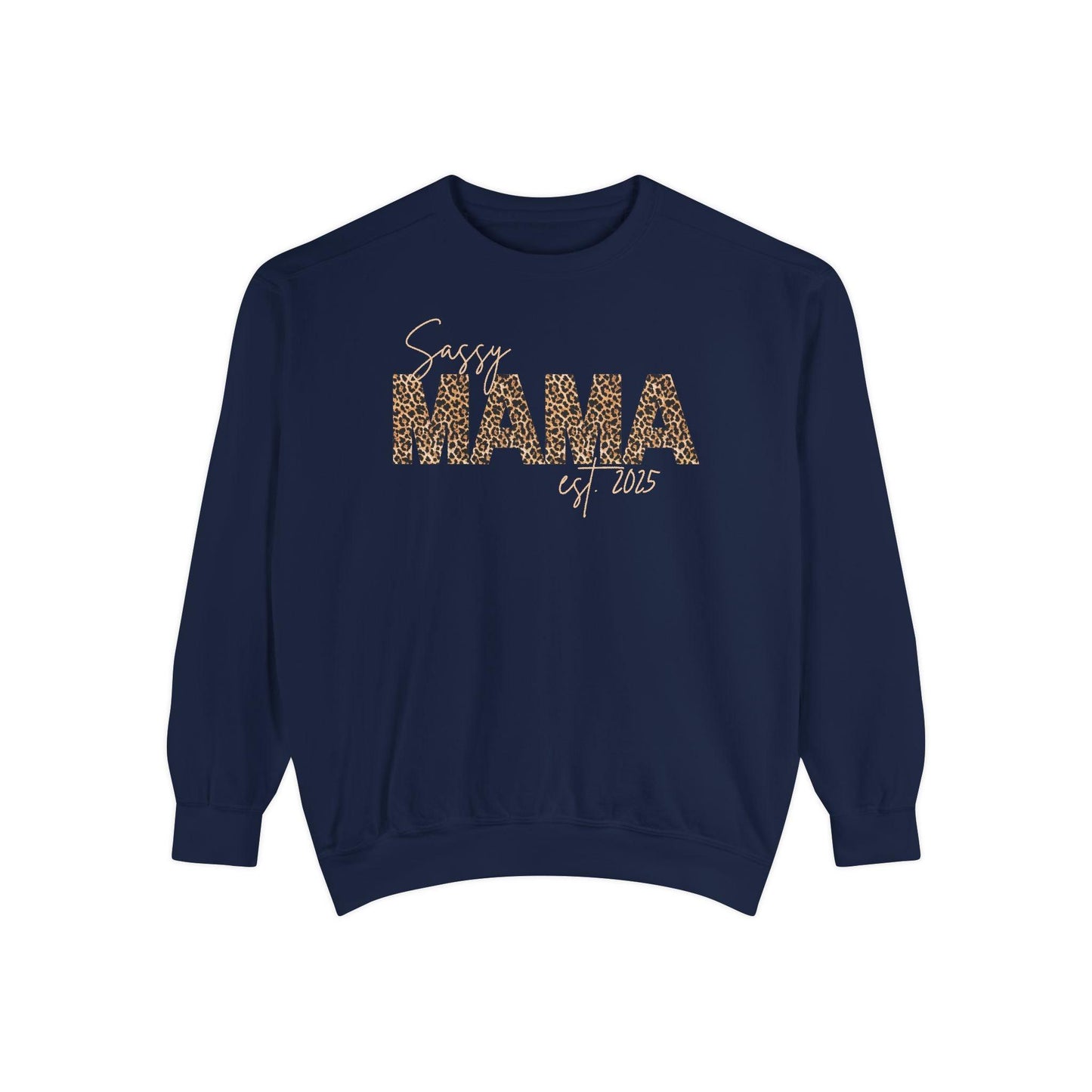 Customizable Comfort Colors Sassy Mama Sweatshirt | Leopard Print Gift for Moms - Joyful Moments Market