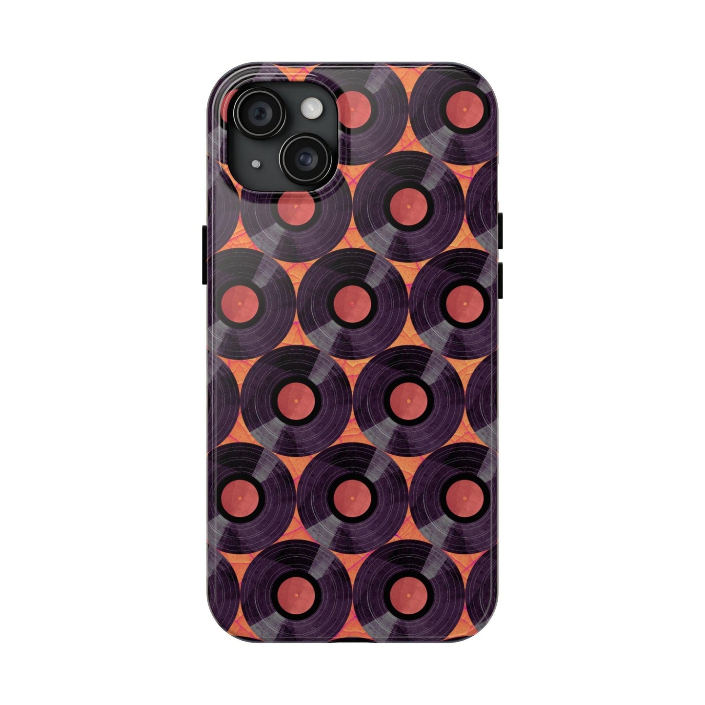 Vinyl Record Phone Case | Retro Red-Orange Design for iPhone & Samsung - Joyful Moments Market