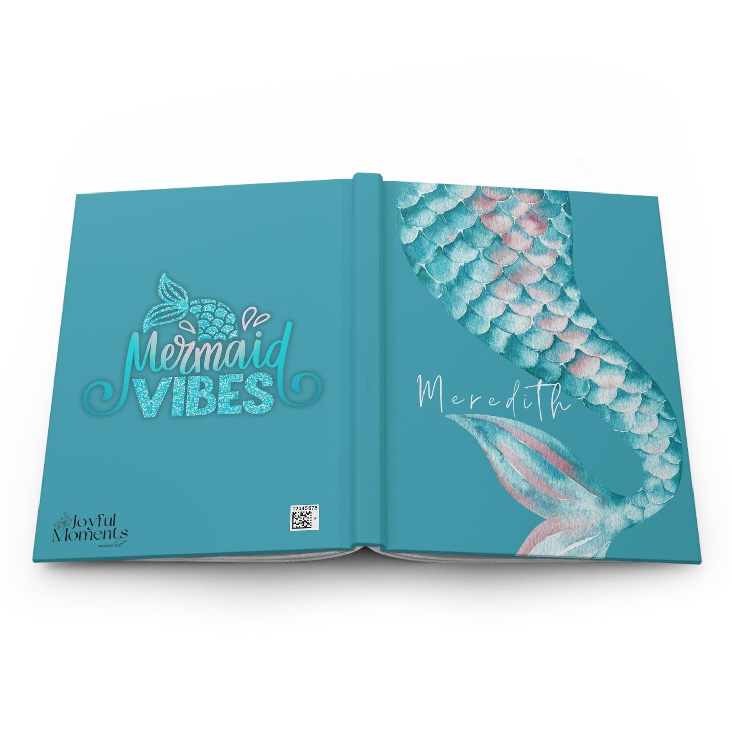 Personalized Mermaid Journal | Teal Watercolor Tail Design with Custom Name - Joyful Moments Market