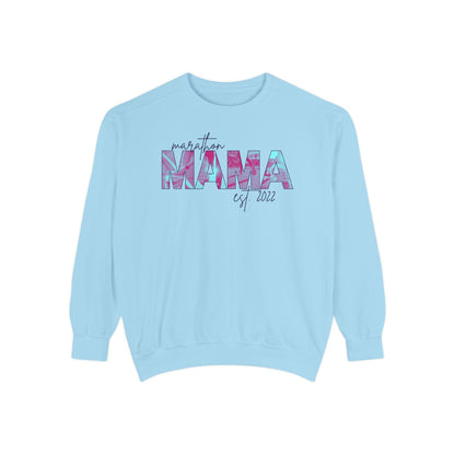 Customizable Comfort Colors Marathon Mama Sweatshirt | Personalized Gift for Runner Moms - Joyful Moments Market