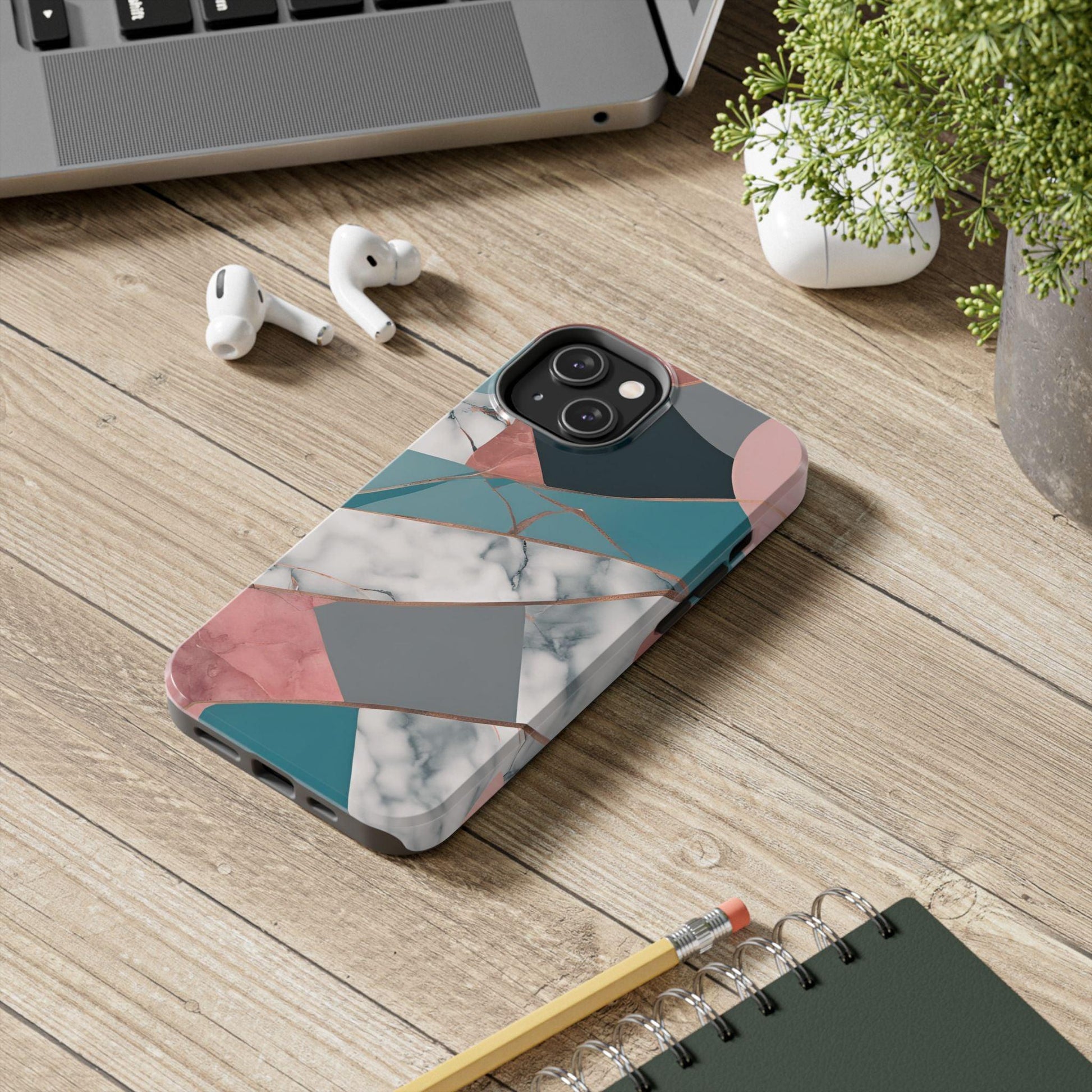 Marble Teal & Pink Phone Case | Funky Modern Design for iPhone & Samsung - Joyful Moments Market